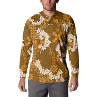 Mokihana Maile and Ilima Leis Button Sweatshirt Alani Hawaiian Tapa Quilt Pattern - Polynesian Pride