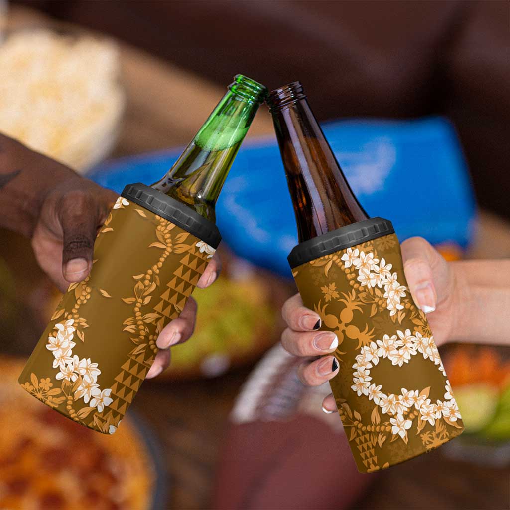 Mokihana Maile and Ilima Leis 4 in 1 Can Cooler Tumbler Alani Hawaiian Tapa Quilt Pattern - Polynesian Pride