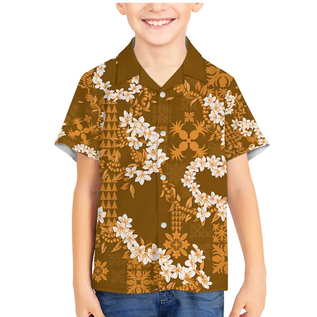 Mokihana Maile and Ilima Leis Family Matching Mermaid Dress and Hawaiian Shirt Alani Hawaiian Tapa Quilt Pattern - Polynesian Pride