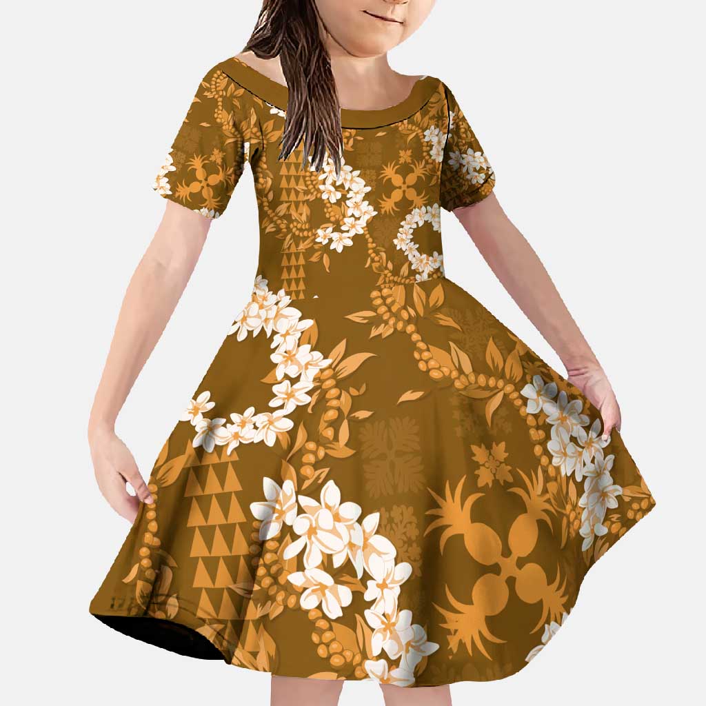 Mokihana Maile and Ilima Leis Family Matching Off Shoulder Maxi Dress and Hawaiian Shirt Alani Hawaiian Tapa Quilt Pattern - Polynesian Pride