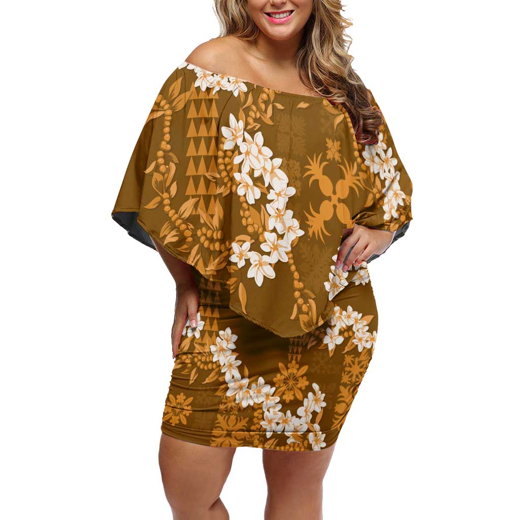 Mokihana Maile and Ilima Leis Family Matching Off Shoulder Short Dress and Hawaiian Shirt Alani Hawaiian Tapa Quilt Pattern - Polynesian Pride