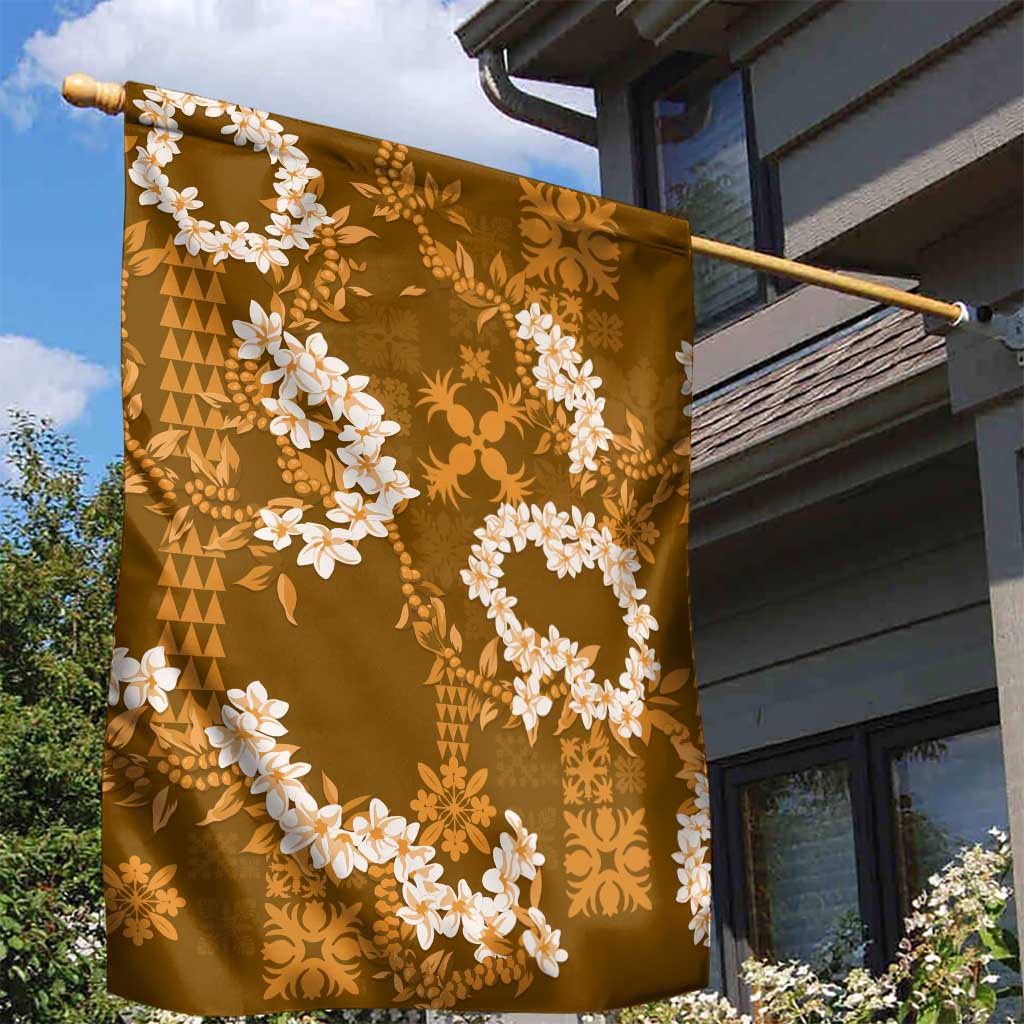 Mokihana Maile and Ilima Leis Garden Flag Alani Hawaiian Tapa Quilt Pattern - Polynesian Pride