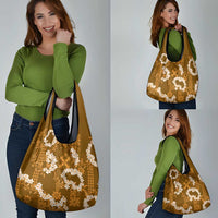 Mokihana Maile and Ilima Leis Grocery Bag Alani Hawaiian Tapa Quilt Pattern - Polynesian Pride