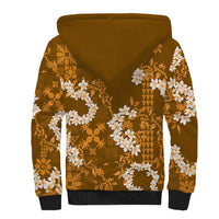 Mokihana Maile and Ilima Leis Sherpa Hoodie Alani Hawaiian Tapa Quilt Pattern - Polynesian Pride