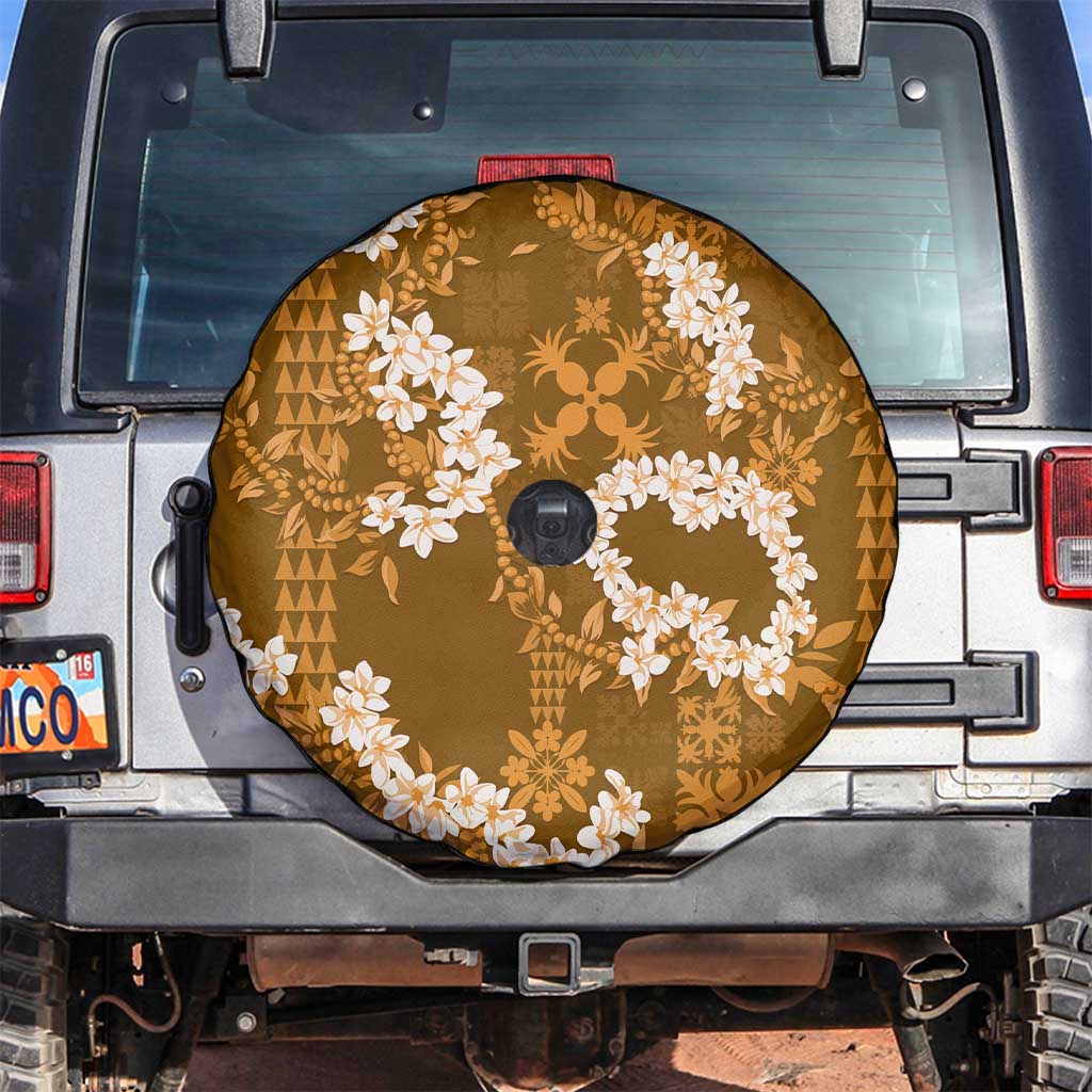 Mokihana Maile and Ilima Leis Spare Tire Cover Alani Hawaiian Tapa Quilt Pattern - Polynesian Pride