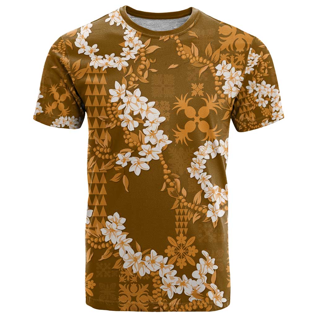 Mokihana Maile and Ilima Leis T Shirt Alani Hawaiian Tapa Quilt Pattern - Polynesian Pride