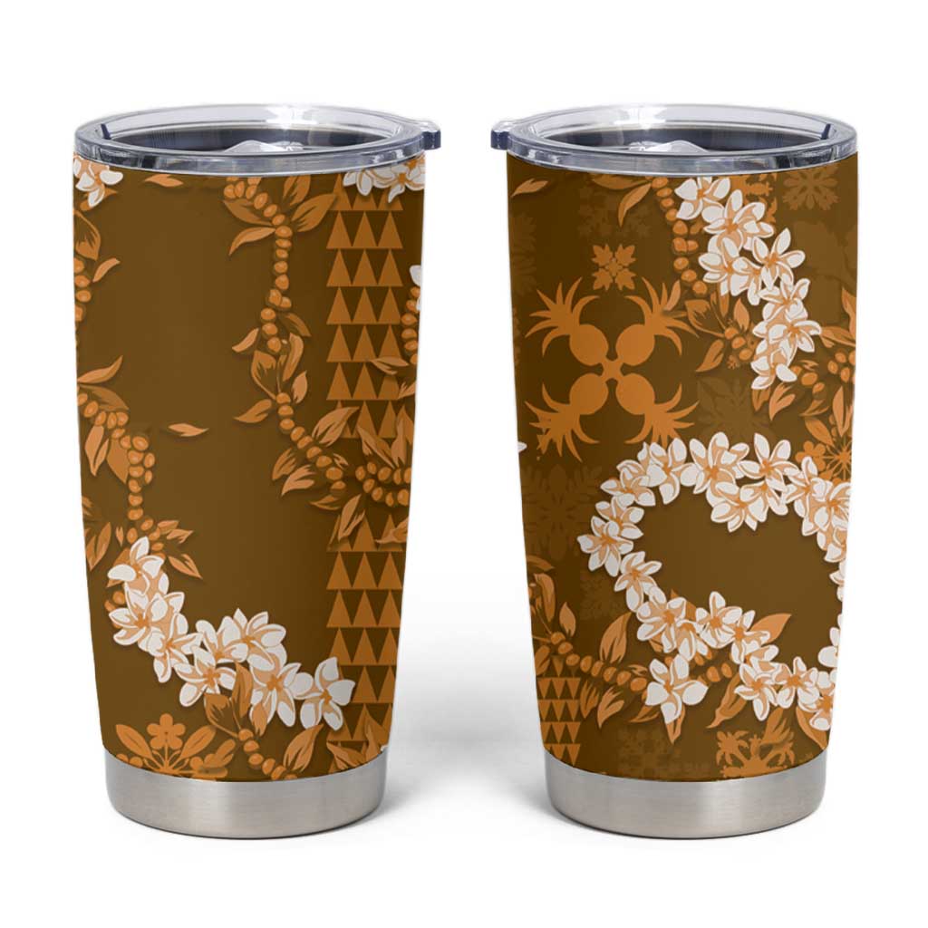 Mokihana Maile and Ilima Leis Tumbler Cup Alani Hawaiian Tapa Quilt Pattern - Polynesian Pride