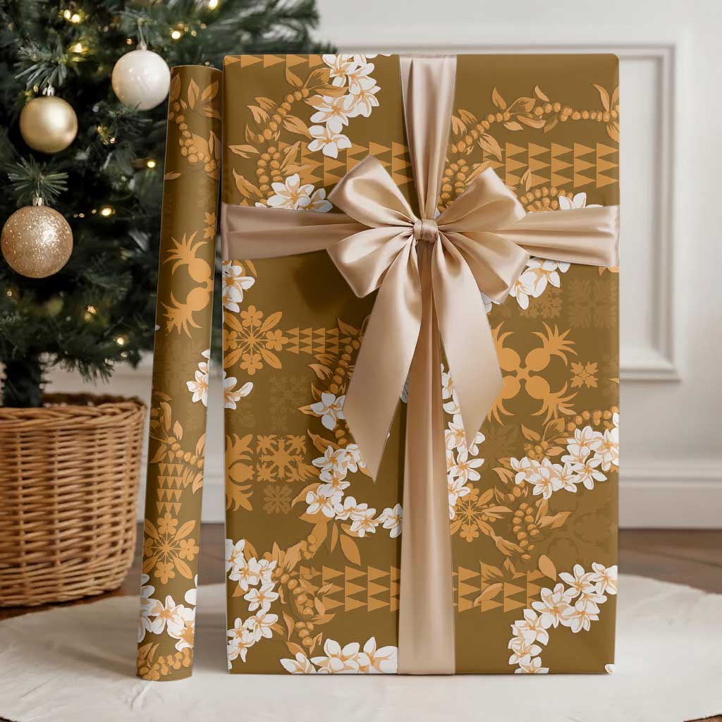 Mokihana Maile and Ilima Leis Wrapping Paper Alani Hawaiian Tapa Quilt Pattern - Polynesian Pride