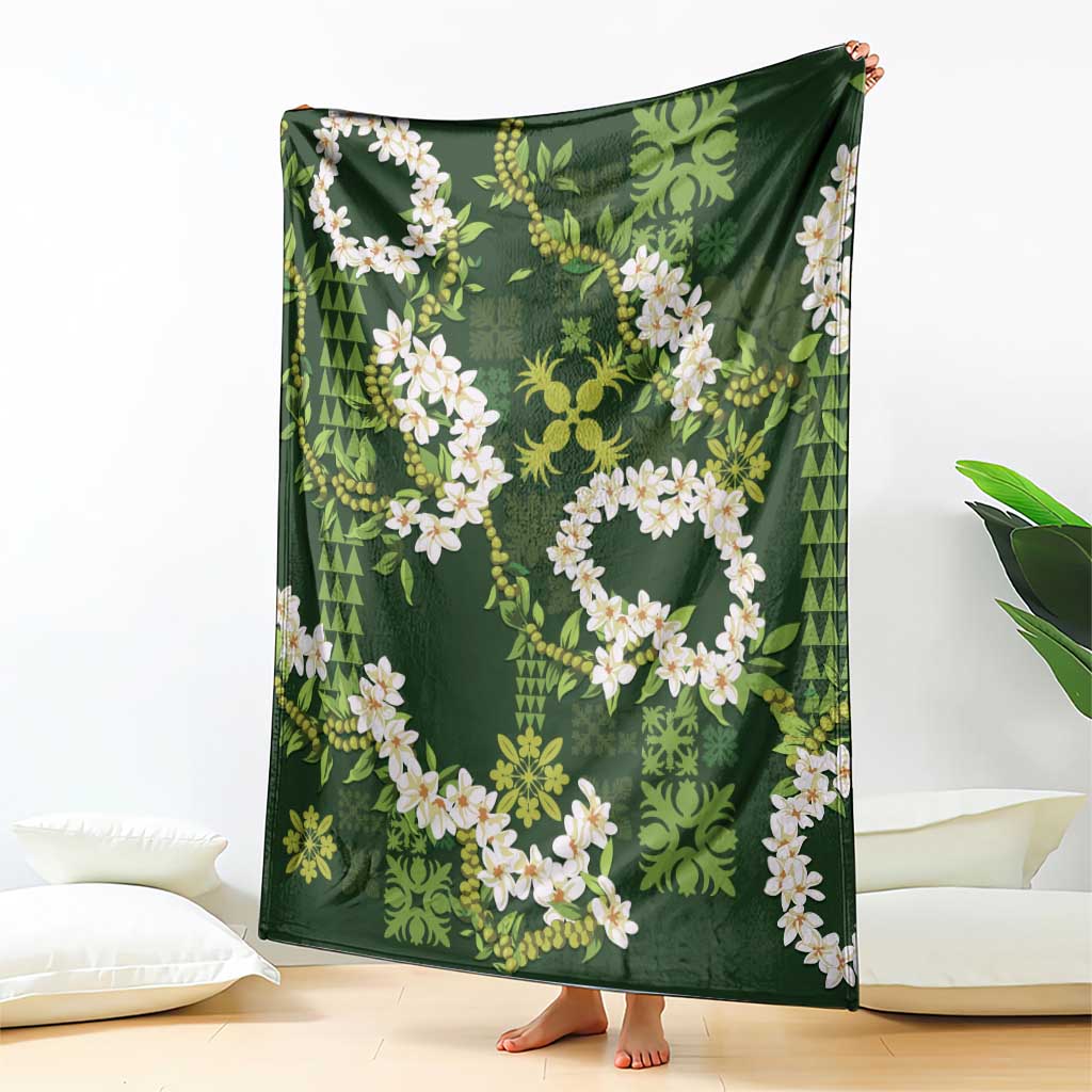 Mokihana Maile and Ilima Leis Blanket Omaʻomaʻo Hawaiian Tapa Quilt Pattern - Polynesian Pride