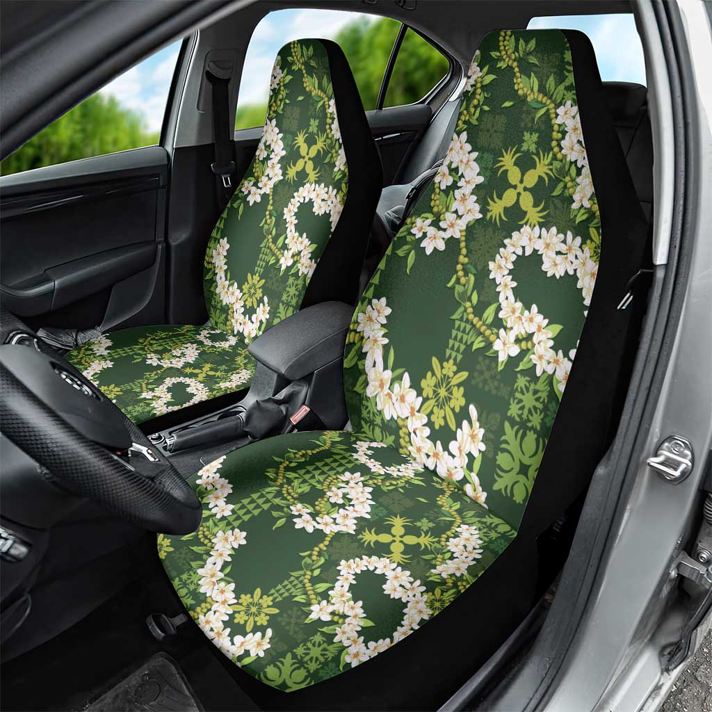 Mokihana Maile and Ilima Leis Car Seat Cover Omaʻomaʻo Hawaiian Tapa Quilt Pattern - Polynesian Pride