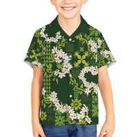 Mokihana Maile and Ilima Leis Family Matching Tank Maxi Dress and Hawaiian Shirt Omaʻomaʻo Hawaiian Tapa Quilt Pattern - Polynesian Pride