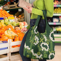 Mokihana Maile and Ilima Leis Grocery Bag Omaʻomaʻo Hawaiian Tapa Quilt Pattern - Polynesian Pride