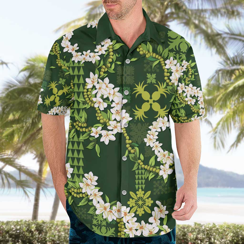 Mokihana Maile and Ilima Leis Hawaiian Shirt Omaʻomaʻo Hawaiian Tapa Quilt Pattern - Polynesian Pride