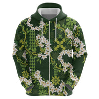 Mokihana Maile and Ilima Leis Hoodie Omaʻomaʻo Hawaiian Tapa Quilt Pattern - Polynesian Pride
