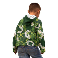 Mokihana Maile and Ilima Leis Kid Hoodie Omaʻomaʻo Hawaiian Tapa Quilt Pattern - Polynesian Pride