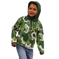 Mokihana Maile and Ilima Leis Kid Hoodie Omaʻomaʻo Hawaiian Tapa Quilt Pattern - Polynesian Pride