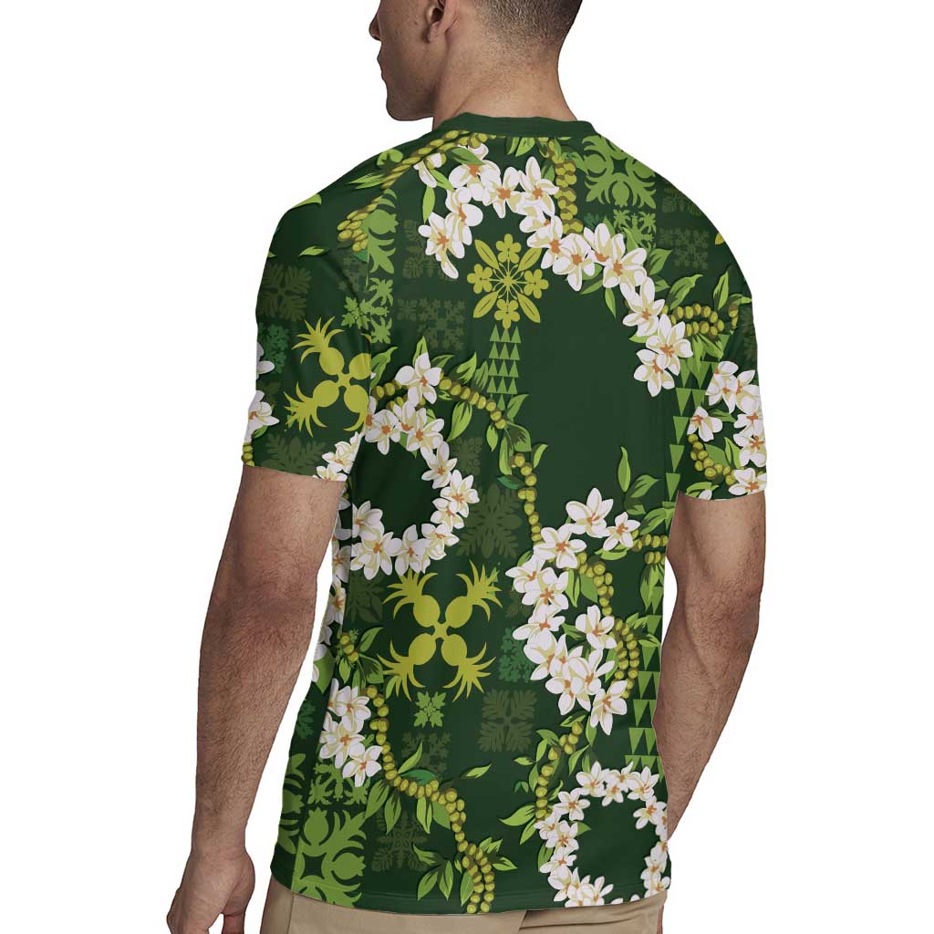 Mokihana Maile and Ilima Leis Rugby Jersey Omaʻomaʻo Hawaiian Tapa Quilt Pattern LT9 - Polynesian Pride