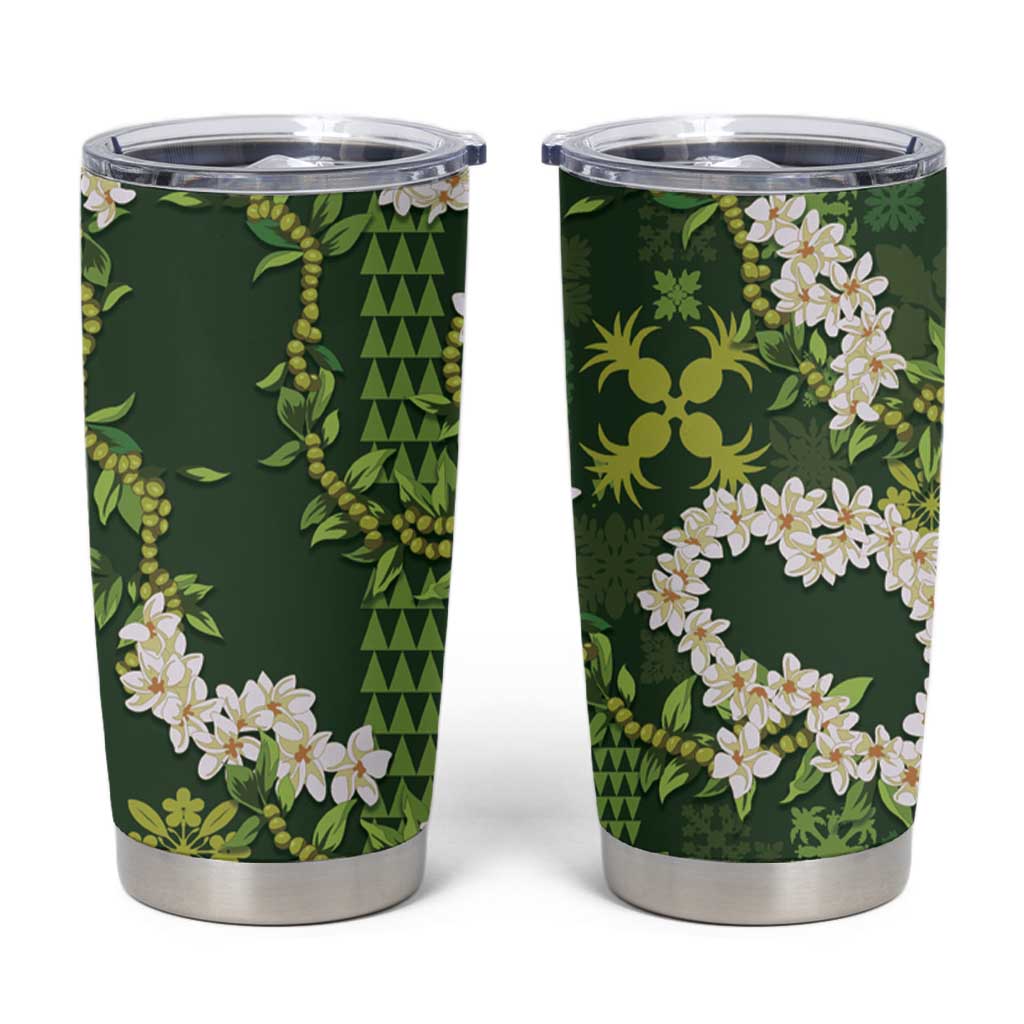 Mokihana Maile and Ilima Leis Tumbler Cup Omaʻomaʻo Hawaiian Tapa Quilt Pattern - Polynesian Pride