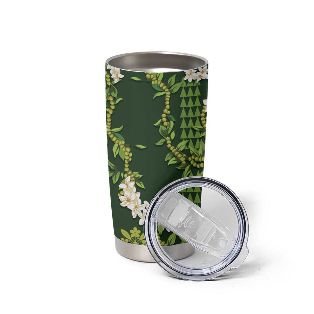 Mokihana Maile and Ilima Leis Tumbler Cup Omaʻomaʻo Hawaiian Tapa Quilt Pattern - Polynesian Pride