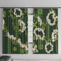 Mokihana Maile and Ilima Leis Window Curtain Omaʻomaʻo Hawaiian Tapa Quilt Pattern LT9 With Hooks Green - Polynesian Pride