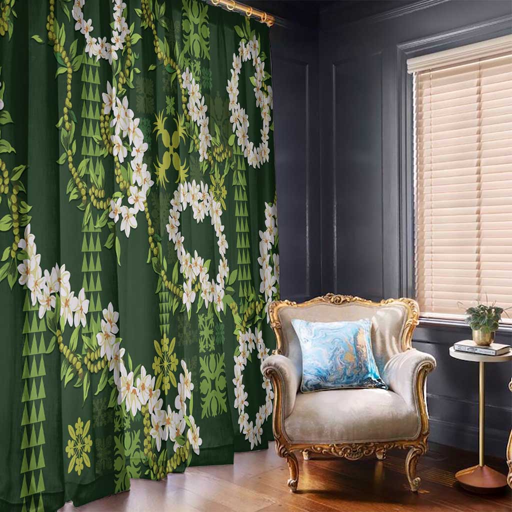 Mokihana Maile and Ilima Leis Window Curtain Omaʻomaʻo Hawaiian Tapa Quilt Pattern LT9 - Polynesian Pride