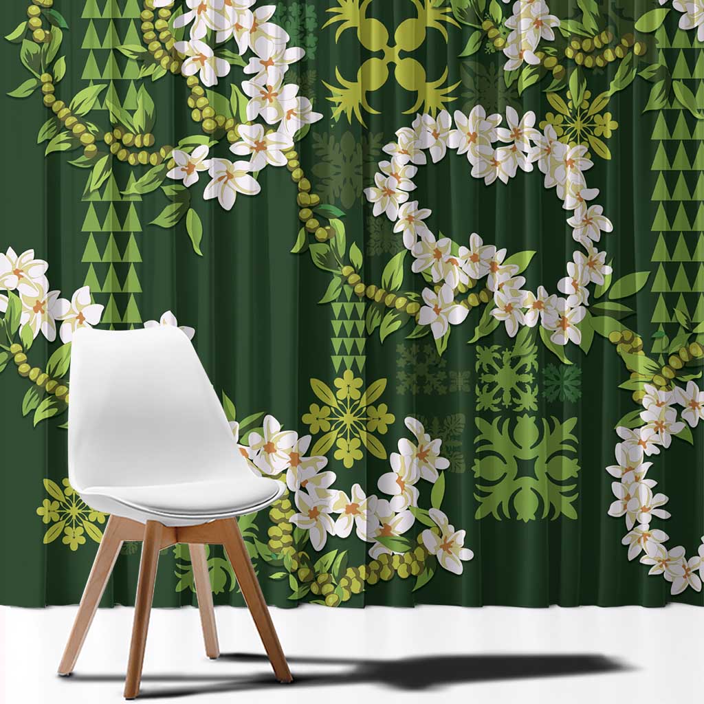Mokihana Maile and Ilima Leis Window Curtain Omaʻomaʻo Hawaiian Tapa Quilt Pattern LT9 - Polynesian Pride