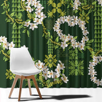Mokihana Maile and Ilima Leis Window Curtain Omaʻomaʻo Hawaiian Tapa Quilt Pattern LT9 - Polynesian Pride