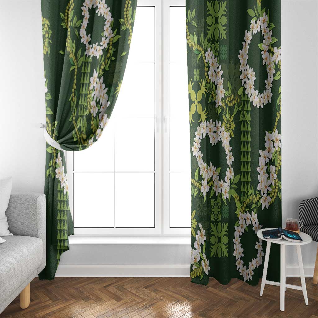 Mokihana Maile and Ilima Leis Window Curtain Omaʻomaʻo Hawaiian Tapa Quilt Pattern LT9 - Polynesian Pride