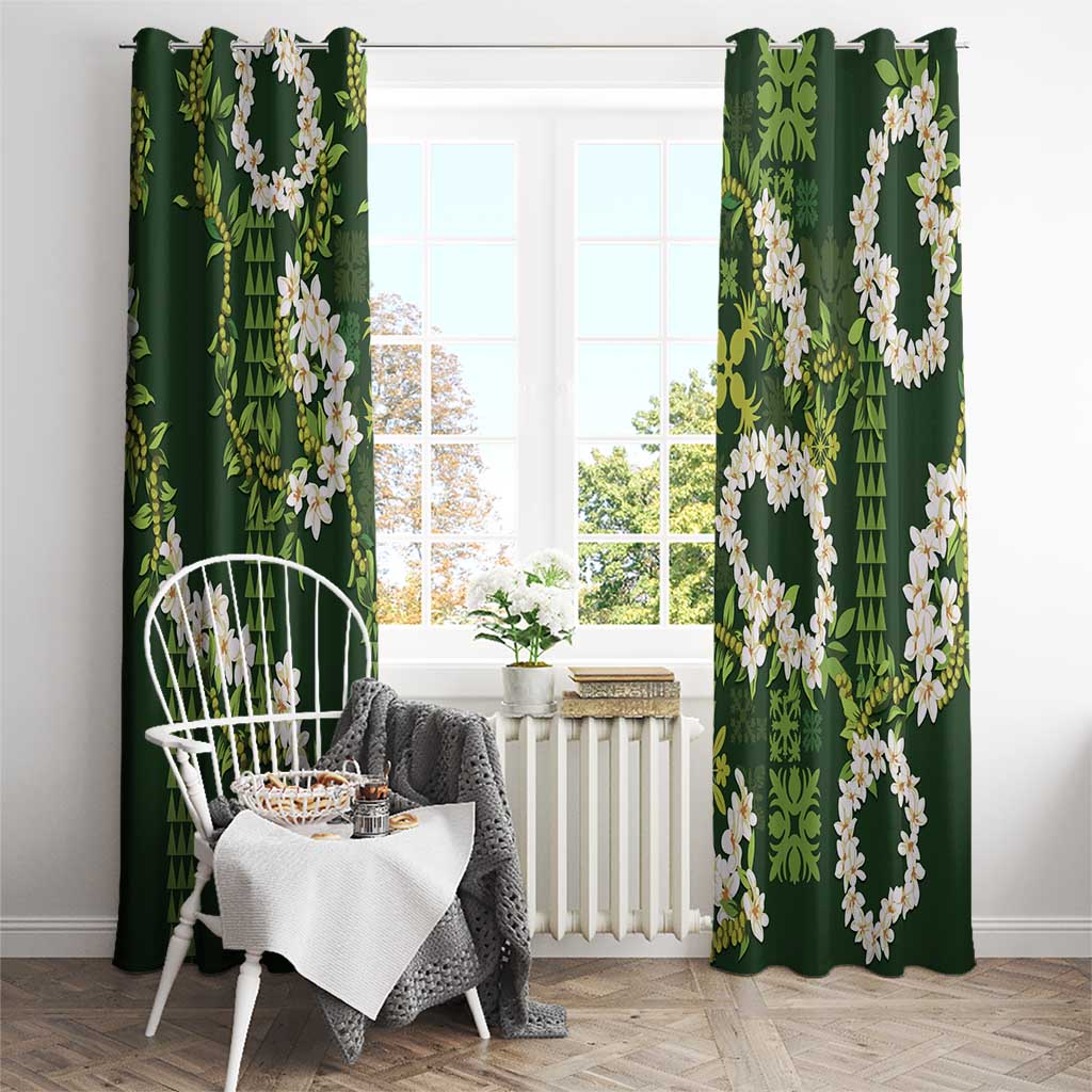 Mokihana Maile and Ilima Leis Window Curtain Omaʻomaʻo Hawaiian Tapa Quilt Pattern LT9 - Polynesian Pride