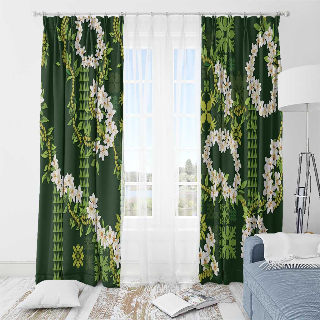 Mokihana Maile and Ilima Leis Window Curtain Omaʻomaʻo Hawaiian Tapa Quilt Pattern LT9 - Polynesian Pride