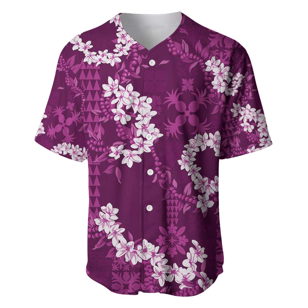 Mokihana Maile and Ilima Leis Baseball Jersey Akala Hawaiian Tapa Quilt Pattern - Polynesian Pride