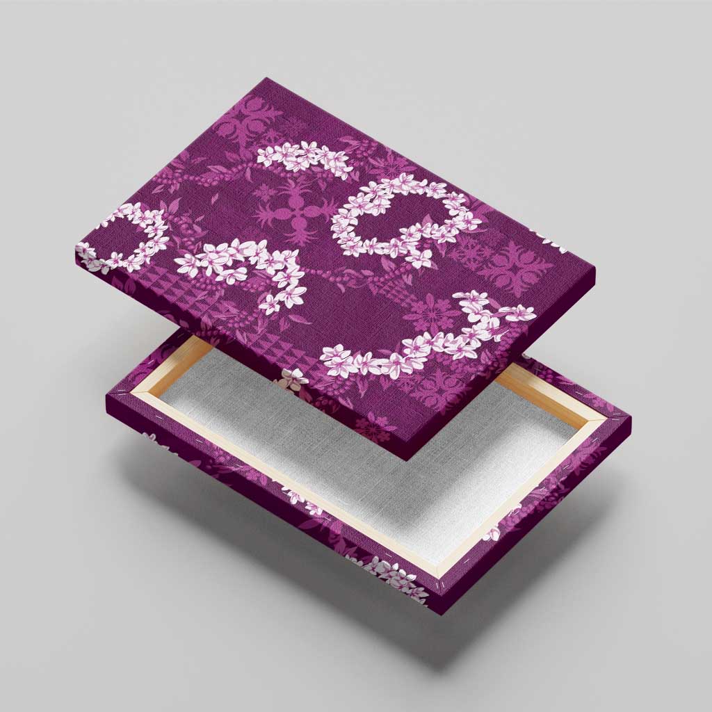 Mokihana Maile and Ilima Leis Canvas Wall Art Akala Hawaiian Tapa Quilt Pattern - Polynesian Pride