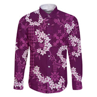 Mokihana Maile and Ilima Leis Family Matching Long Sleeve Bodycon Dress and Hawaiian Shirt Akala Hawaiian Tapa Quilt Pattern - Polynesian Pride