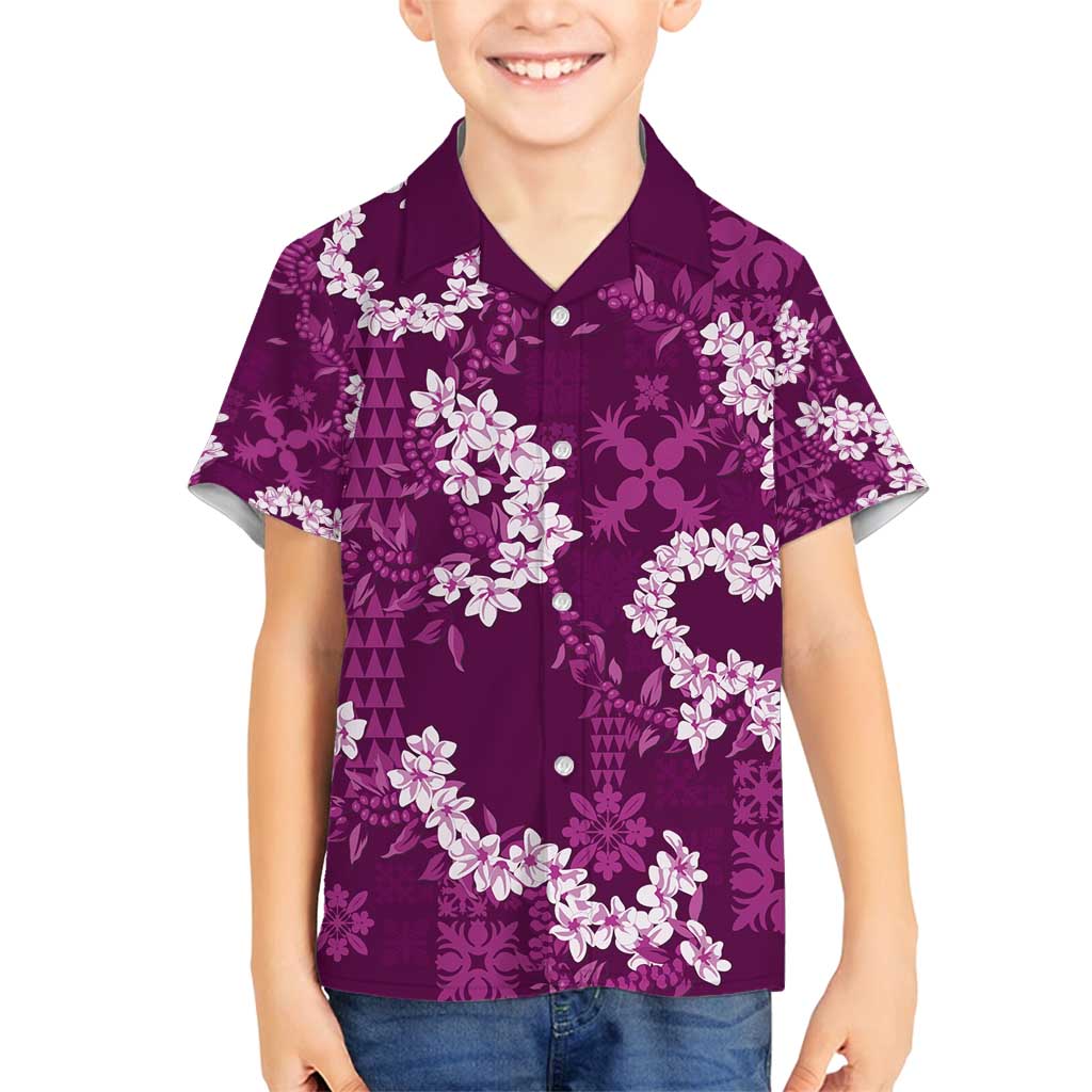 Mokihana Maile and Ilima Leis Family Matching Long Sleeve Bodycon Dress and Hawaiian Shirt Akala Hawaiian Tapa Quilt Pattern - Polynesian Pride