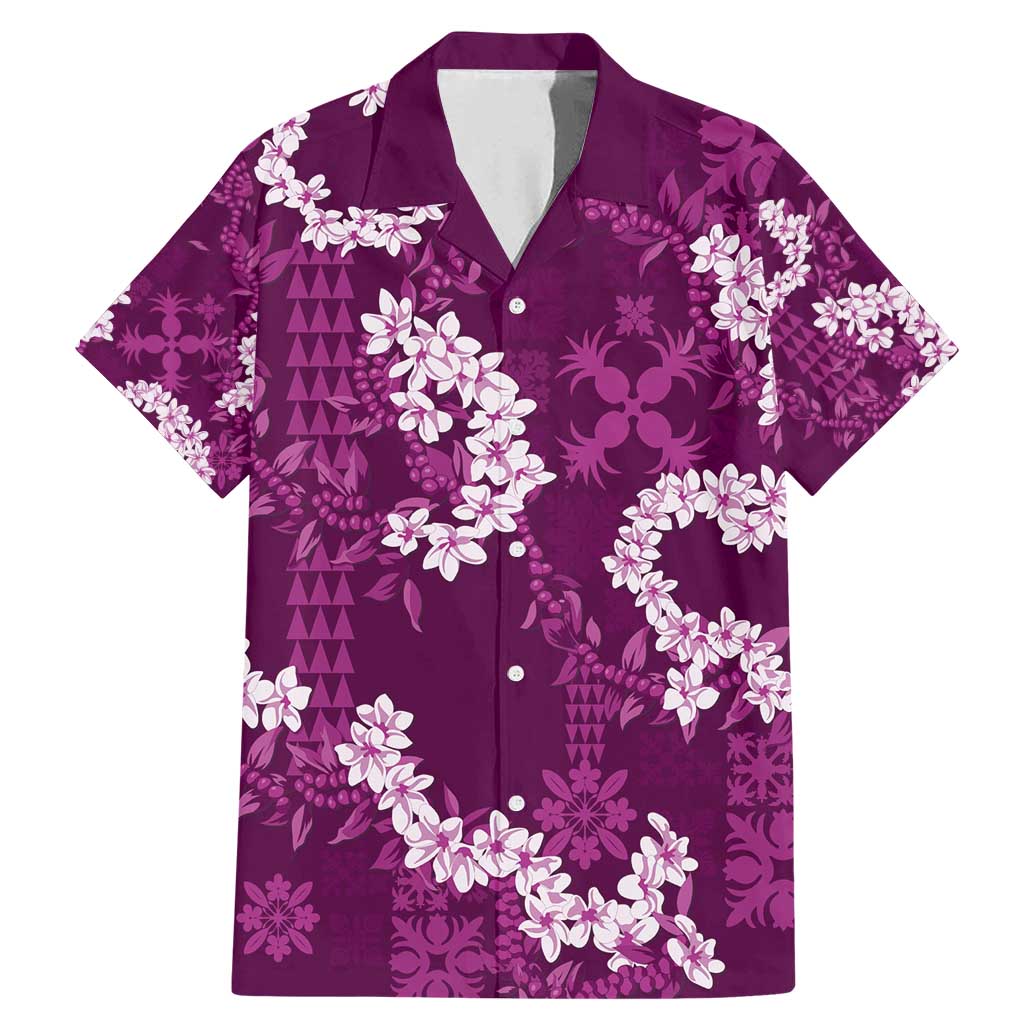 Mokihana Maile and Ilima Leis Family Matching Mermaid Dress and Hawaiian Shirt Akala Hawaiian Tapa Quilt Pattern - Polynesian Pride