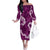 Mokihana Maile and Ilima Leis Family Matching Off The Shoulder Long Sleeve Dress and Hawaiian Shirt Akala Hawaiian Tapa Quilt Pattern - Polynesian Pride