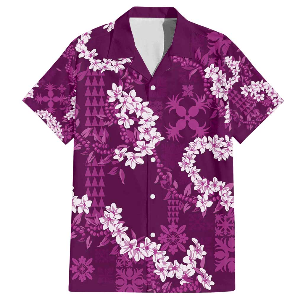 Mokihana Maile and Ilima Leis Family Matching Off Shoulder Maxi Dress and Hawaiian Shirt Akala Hawaiian Tapa Quilt Pattern - Polynesian Pride