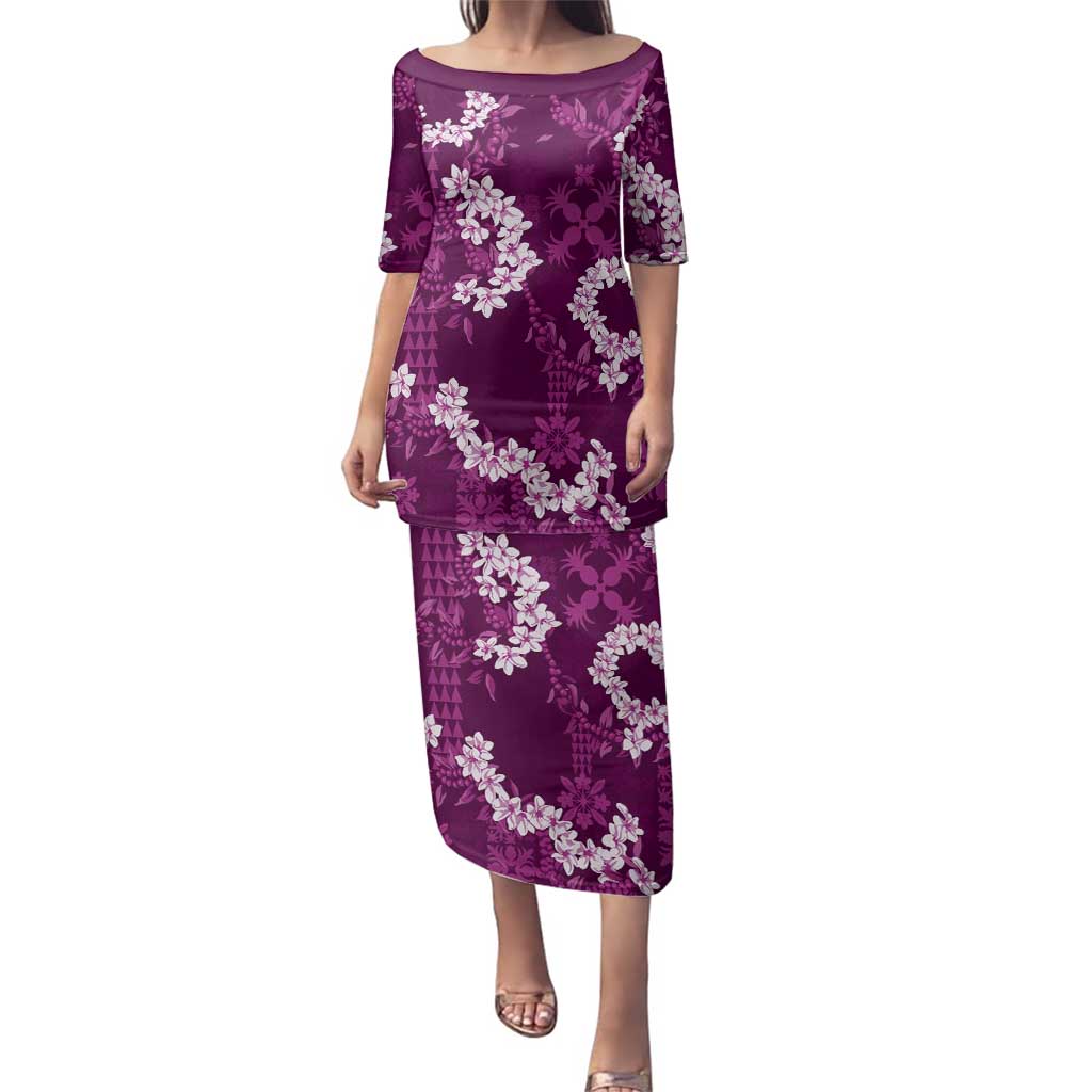 Mokihana Maile and Ilima Leis Family Matching Puletasi and Hawaiian Shirt Akala Hawaiian Tapa Quilt Pattern - Polynesian Pride