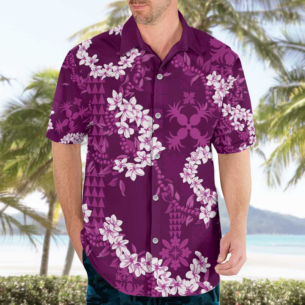 Mokihana Maile and Ilima Leis Hawaiian Shirt Akala Hawaiian Tapa Quilt Pattern - Polynesian Pride