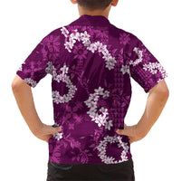 Mokihana Maile and Ilima Leis Kid Hawaiian Shirt Akala Hawaiian Tapa Quilt Pattern - Polynesian Pride