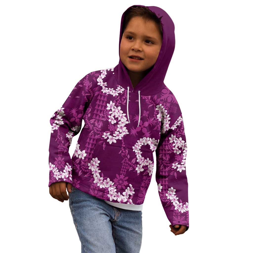 Mokihana Maile and Ilima Leis Kid Hoodie Akala Hawaiian Tapa Quilt Pattern - Polynesian Pride