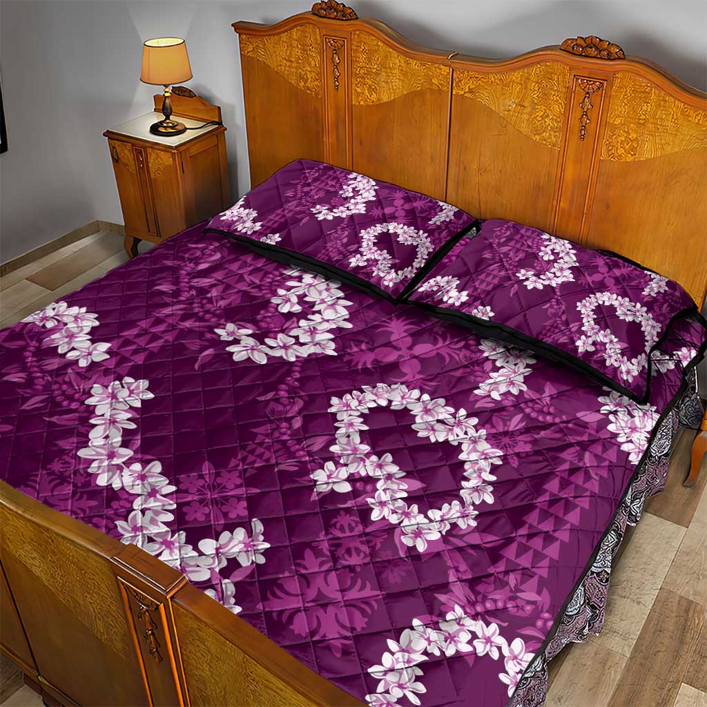 Mokihana Maile and Ilima Leis Quilt Bed Set Akala Hawaiian Tapa Quilt Pattern - Polynesian Pride
