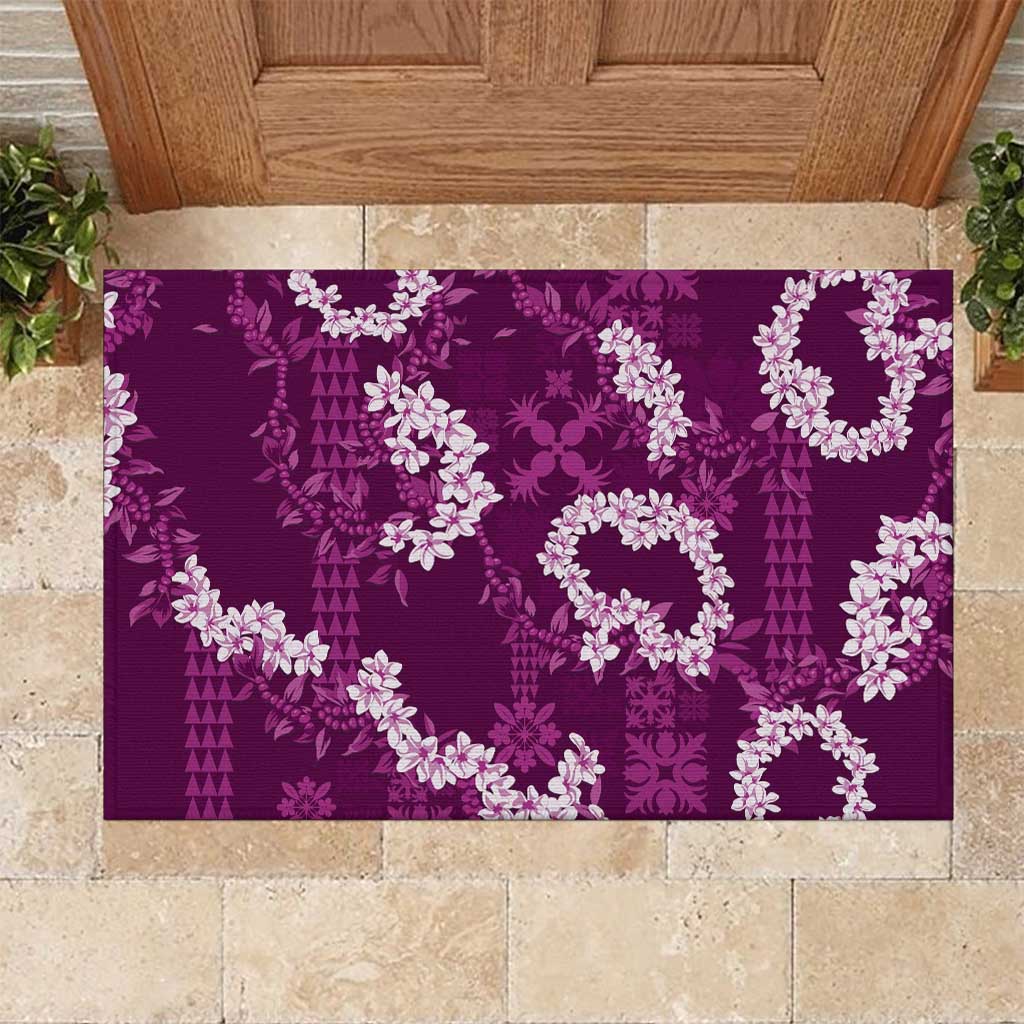 Mokihana Maile and Ilima Leis Rubber Doormat Akala Hawaiian Tapa Quilt Pattern - Polynesian Pride