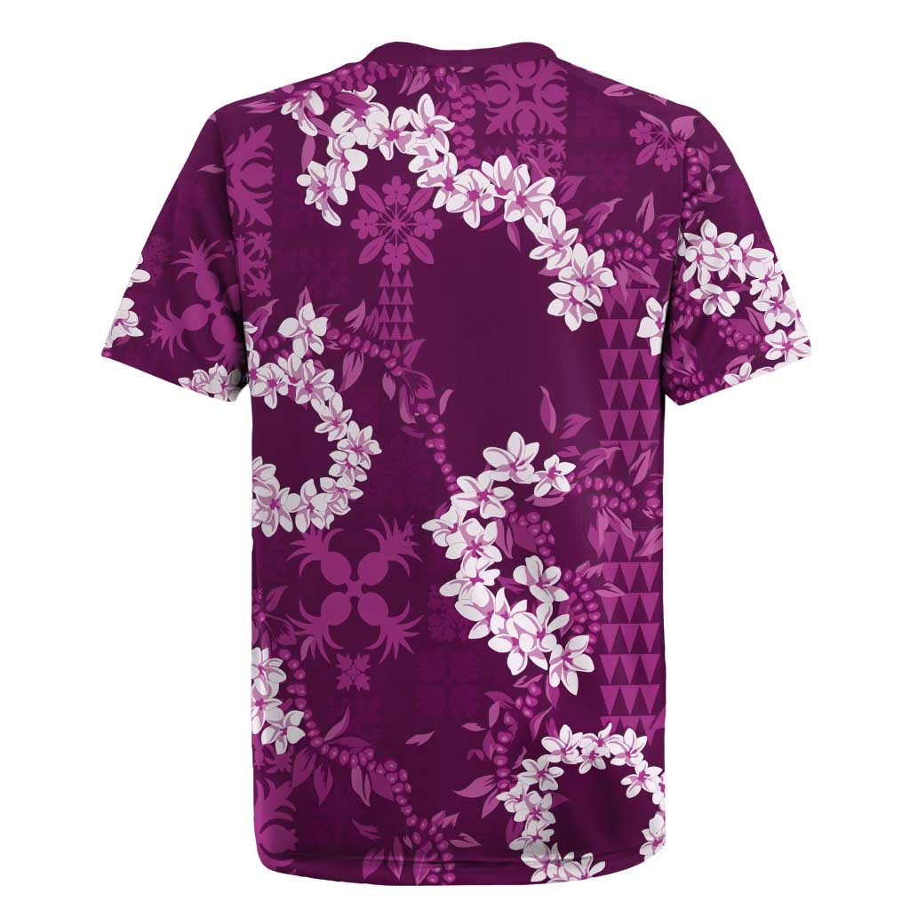 Mokihana Maile and Ilima Leis Rugby Jersey Akala Hawaiian Tapa Quilt Pattern - Polynesian Pride