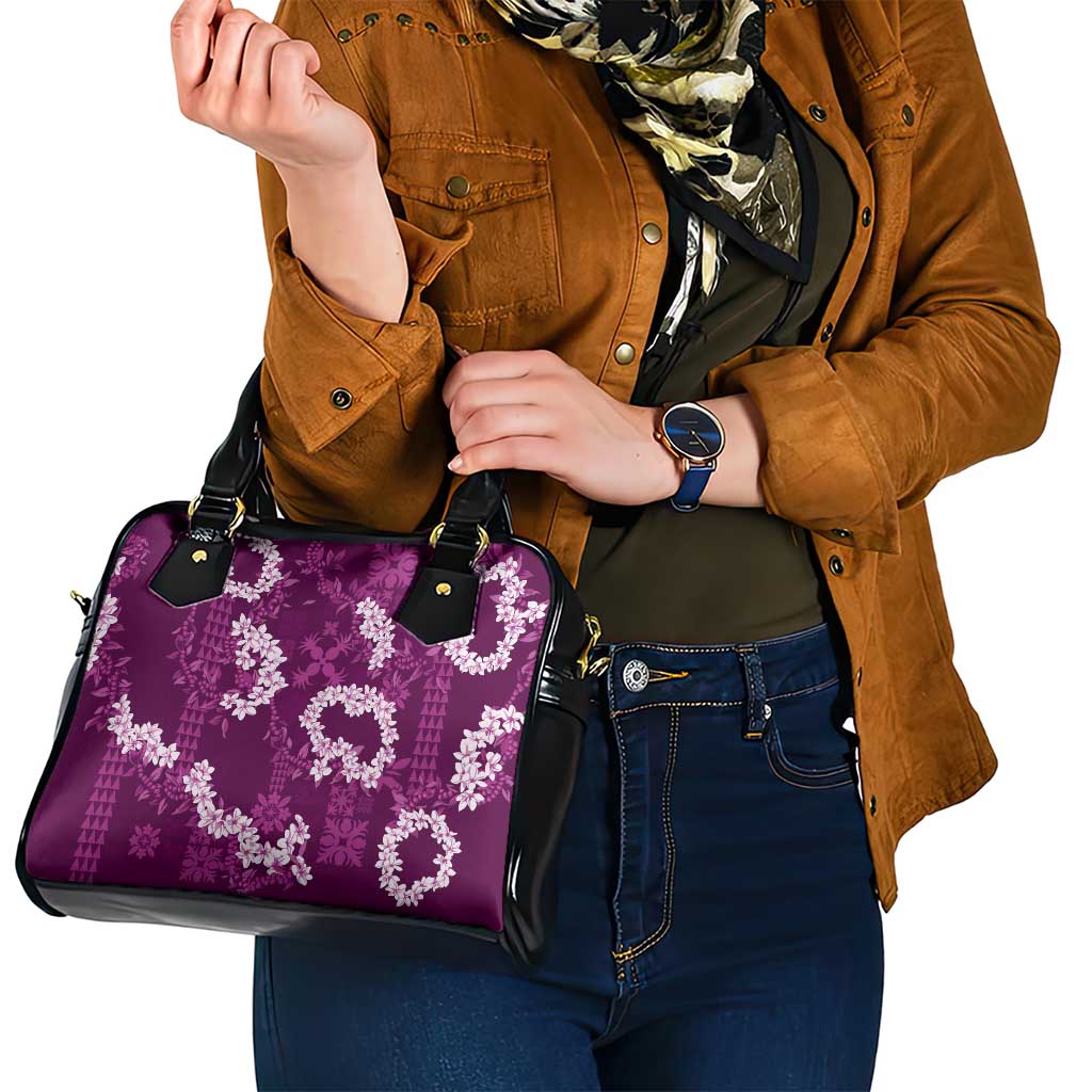 Mokihana Maile and Ilima Leis Shoulder Handbag Akala Hawaiian Tapa Quilt Pattern - Polynesian Pride
