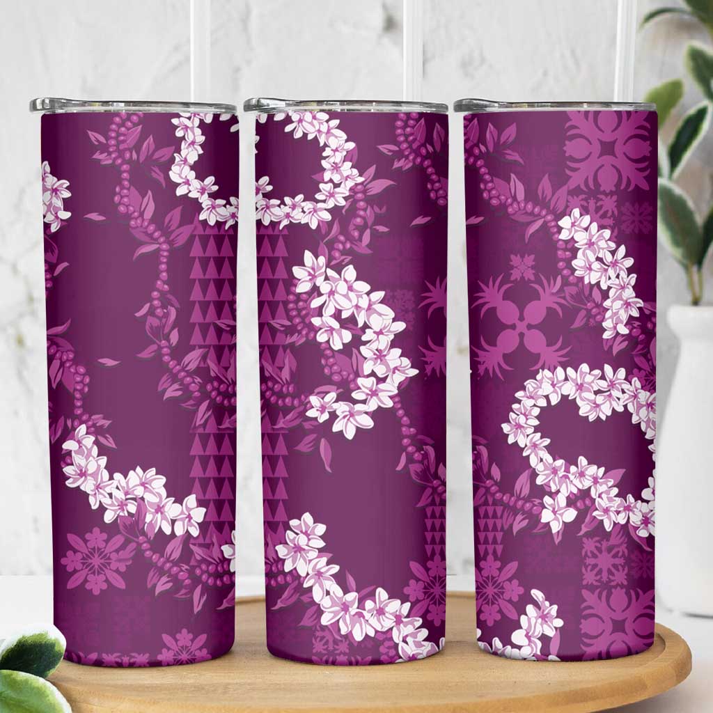 Mokihana Maile and Ilima Leis Skinny Tumbler Akala Hawaiian Tapa Quilt Pattern LT9 - Polynesian Pride