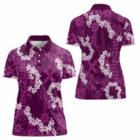 Mokihana Maile and Ilima Leis Women Polo Shirt Akala Hawaiian Tapa Quilt Pattern - Polynesian Pride