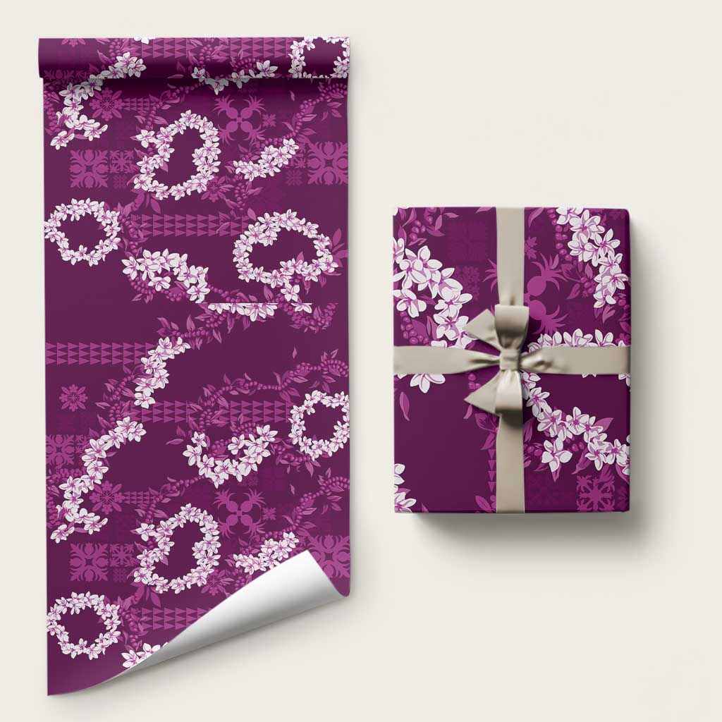 Mokihana Maile and Ilima Leis Wrapping Paper Akala Hawaiian Tapa Quilt Pattern - Polynesian Pride