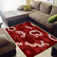Mokihana Maile and Ilima Leis Area Rug Ulaʻula Hawaiian Tapa Quilt Pattern - Polynesian Pride