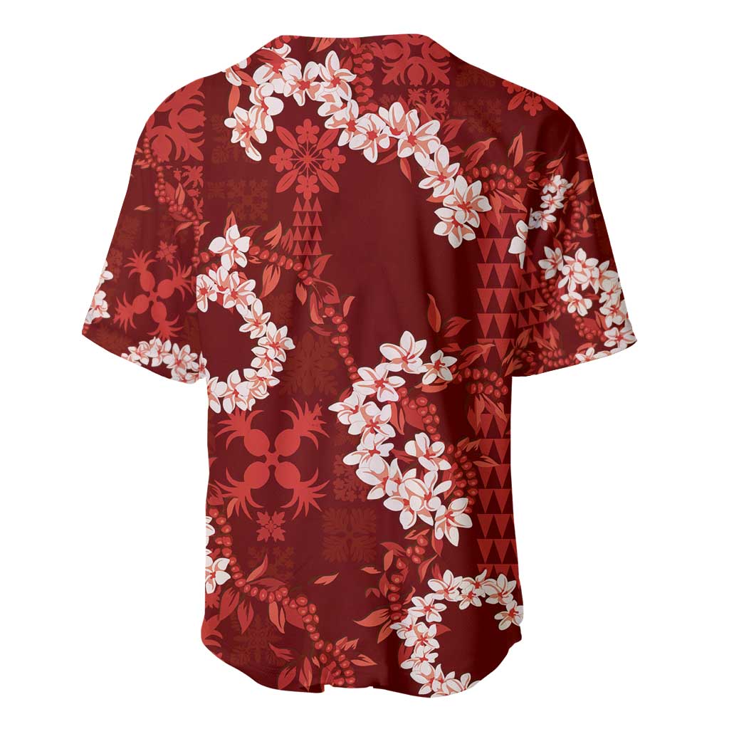 Mokihana Maile and Ilima Leis Baseball Jersey Ulaʻula Hawaiian Tapa Quilt Pattern - Polynesian Pride